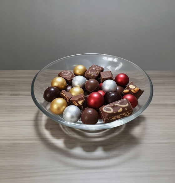 Image 1 of Unieke Vintage Krosno Poland Kristalglas Etagère Set – (W024) Handgeblazen Bonny Serie – Luxe Fruitschaal & Bonbonschaal!