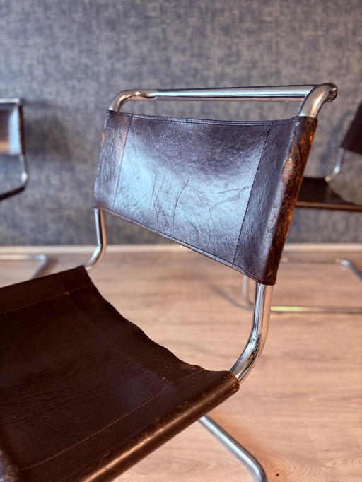 3 Vintage Mart Stam S 33 Freischwingerstühle für Thonet