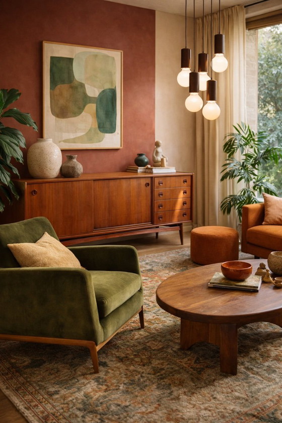 Image 1 of Lampada a cascata in legno dal design vintage