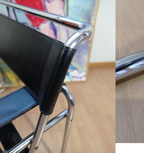 Image 1 of Poltrone Knoll Wassily B3 in pelle nera di Marcel Breuer