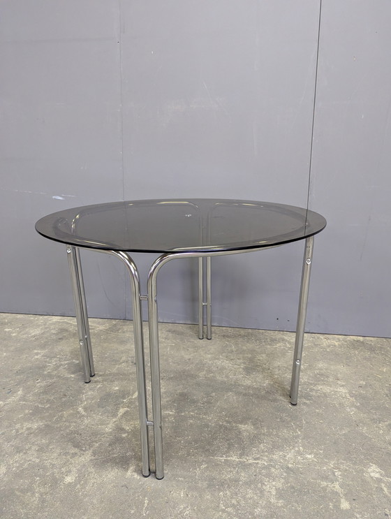 Image 1 of Vintage dining table chrome/ smoked glass