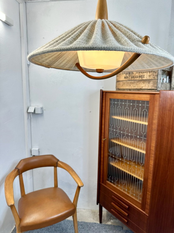 Mid Century Pendant Lamp Temde Teak Danish Design Vintage, Ceiling lights, Wood, Brown (photo 7 of 15)