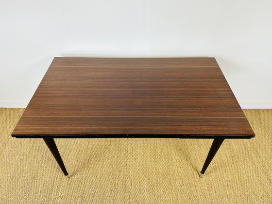 Image 1 of Uitschuifbare modernistische eettafel van Macassar ebbenhout, 1950