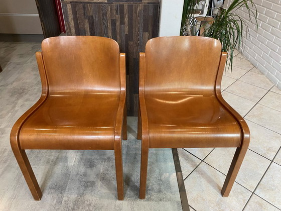 Image 1 of Set of 2 Carlo Bartoli Scandinavian Mito chairs for Tisettanta, vintage 1970