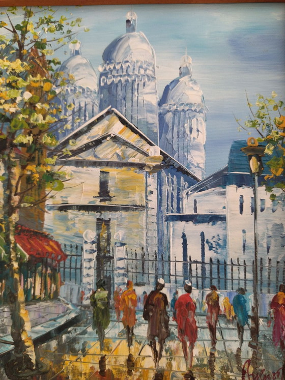 2 quadri strada di Parigi, Arte, Carta, Legno, Blu (foto 4 di 12)