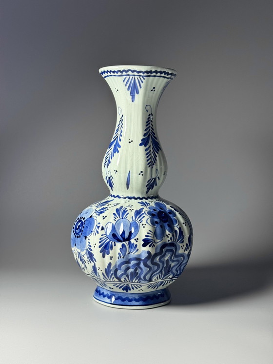 Image 1 of Elegant Hand-Painted Delftware Vase