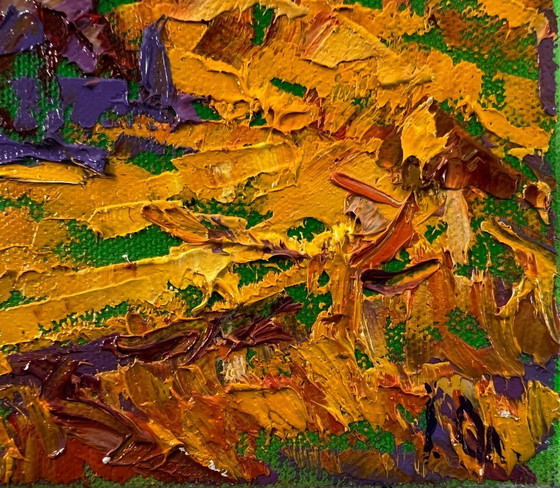 Original Oil Painting Fall Road Landscape Autumn Nature – Paintings & Drawings, Canvas (photo 5 of 8)