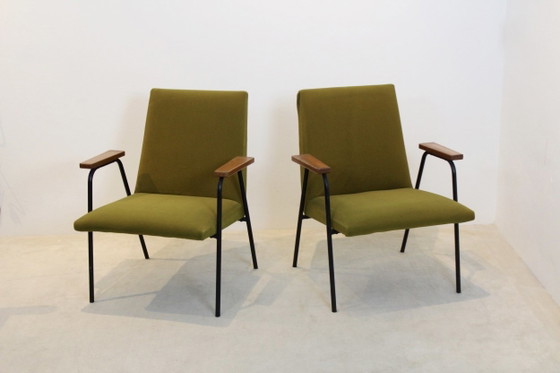 Fauteuils Pierre Guariche par Meurop, Métal, Noir, Mid Century Modern (photo 6 sur 10)