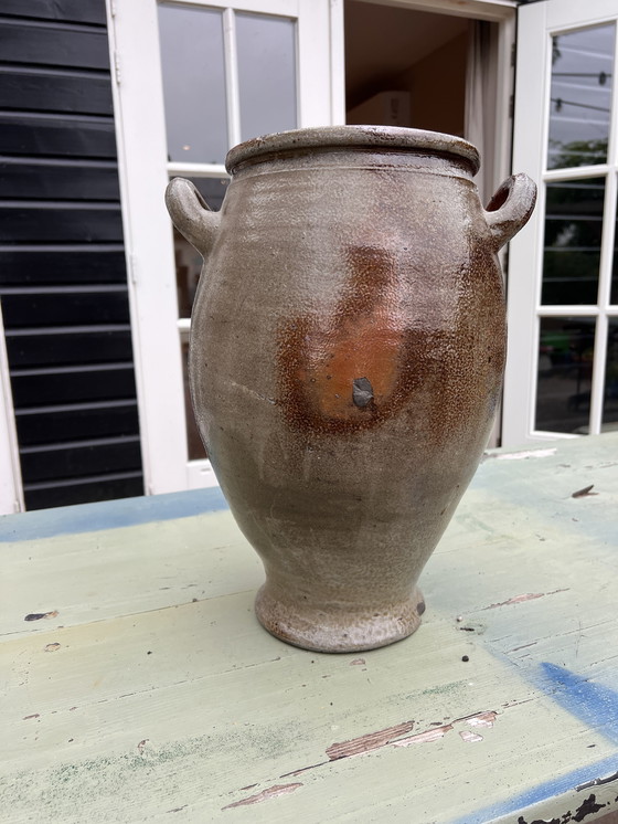 Image 1 of Antieke grijs bruine voorraad inmaak pot groot