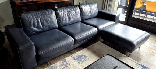 Blue African Leather Bench From The Anchor