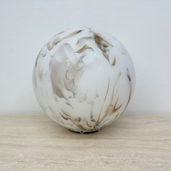 Image 1 of Vintage glass table lamp marble decor , 1970s 