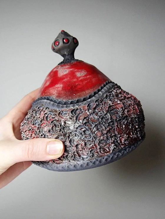 Portagioie raku rosso e grigio fatto a mano, vintage anni 2000 – Stoviglie, Porcellana, Ceramica (photo 6 of 16)