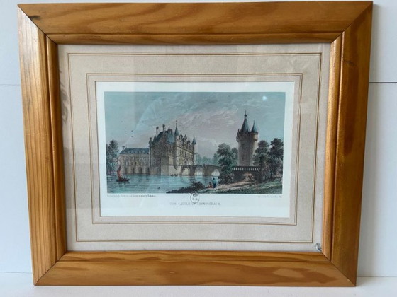 Image 1 of Antique Lithograph 1851 Château de Chenonceaux Sketch of Lady Chatterton