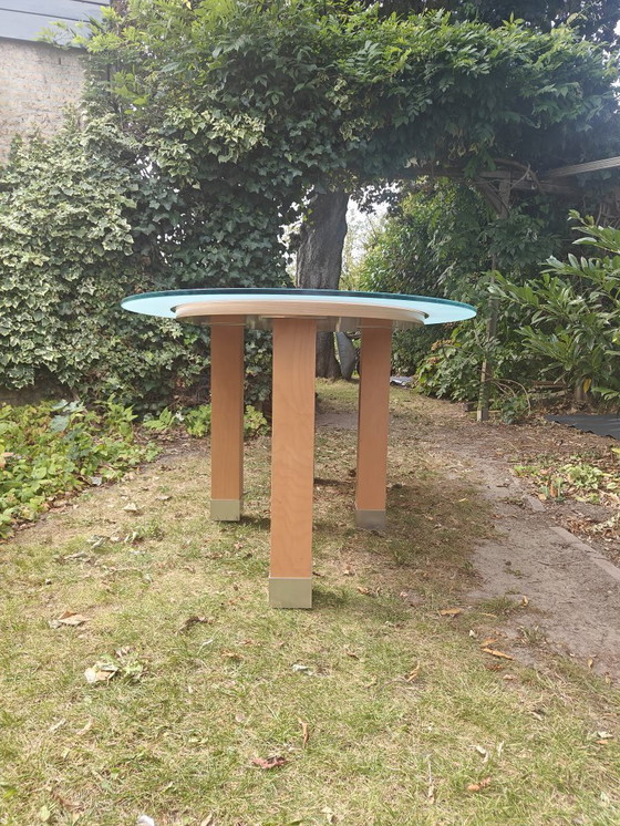 Image 1 of Table de salle à manger ovale moderne - verre et bois - élégante et unique