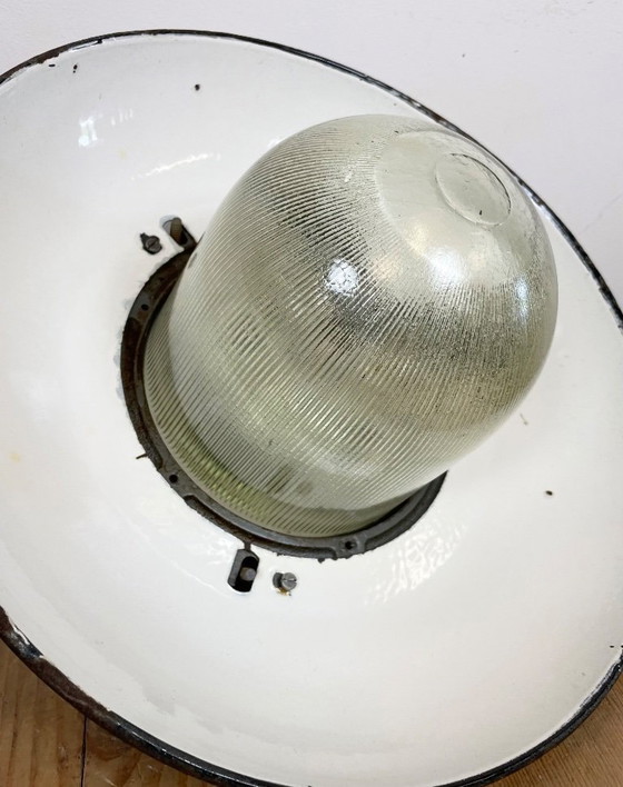 Image 1 of Industrial Grey Enamel Factory Pendant Lamp in Cast Iron from Zaos, 1960s