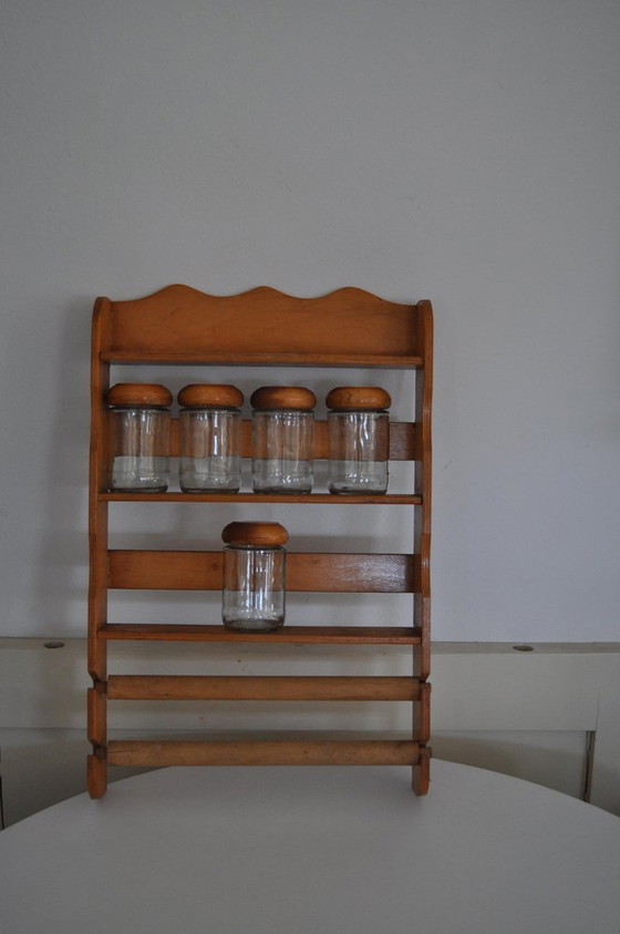 Vintage Gewürzregal aus Holz mit | Küchenzubehör gebraucht
