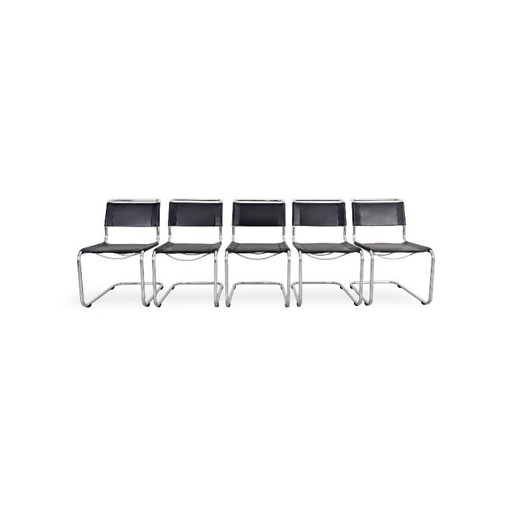 Set of 5 Thonet chairs S33 Mart Stam cantilever Bauhaus black