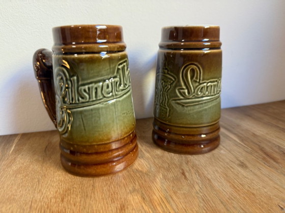 Bechyně Keramik-Bierkrug – Pilsner Urquell & Samson, Tschechoslowakei, 0,5L – Bechyne, Tafelgeschirr, Ceramic (photo 4 of 11)