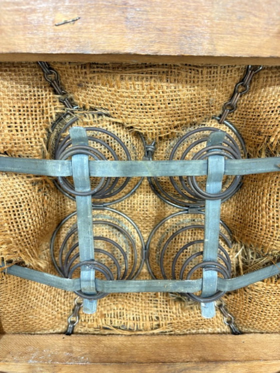 Image 1 of Sgabello di metà secolo con rivestimento in pelle – design vintage anni '60