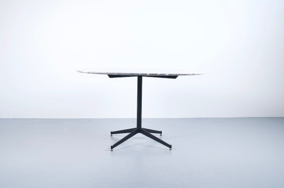 Italian-made Round Table, Marble and Steel, 60s, Dining tables, Metal, Grey, Mid Century Modern (photo 6 of 13)