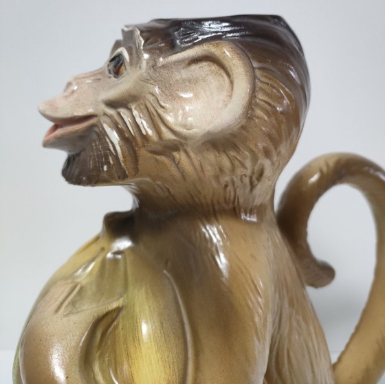 Image 1 of Keramische apenkan, beschilderd ontwerp uit de jaren 80