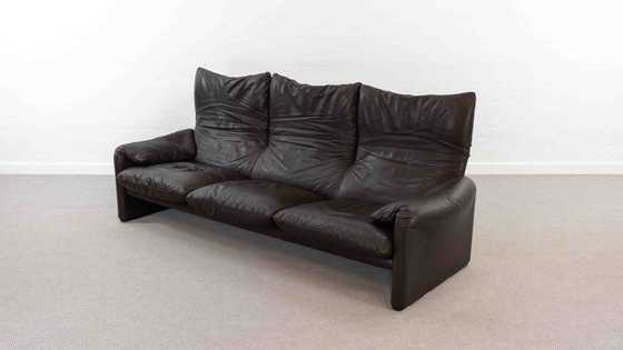 Image 1 of Cassina Maralunga 3-Sitzer-Sofa aus Leder von Vico Magistretti