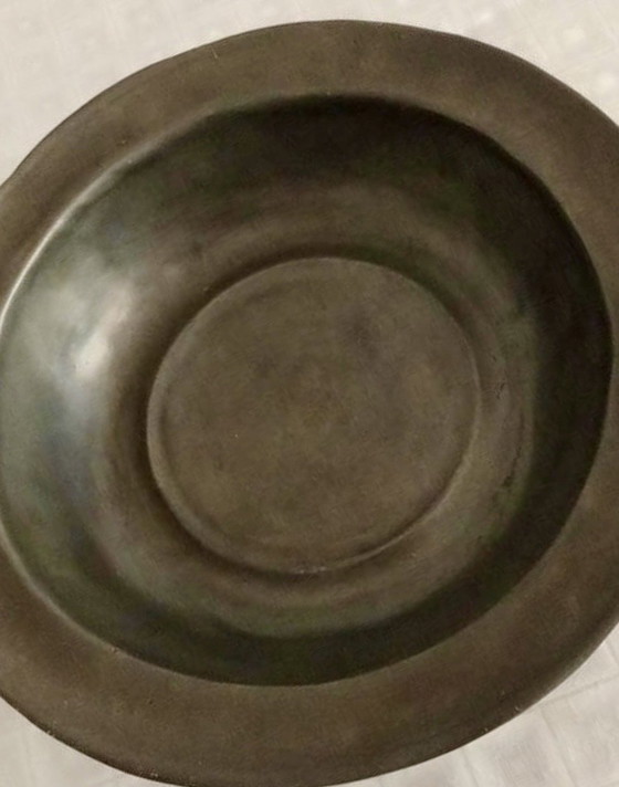 Image 1 of Antique patinated pewter basin – 19th / early 20th century