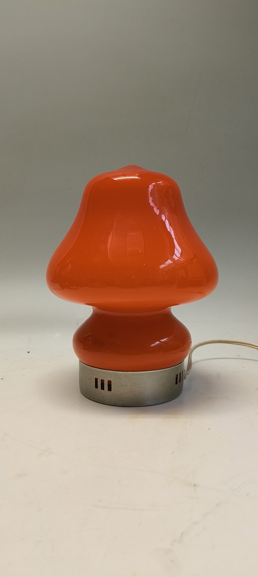 Lampe de table vintage en verre orange de style Murano, évoquant l'ère spatiale