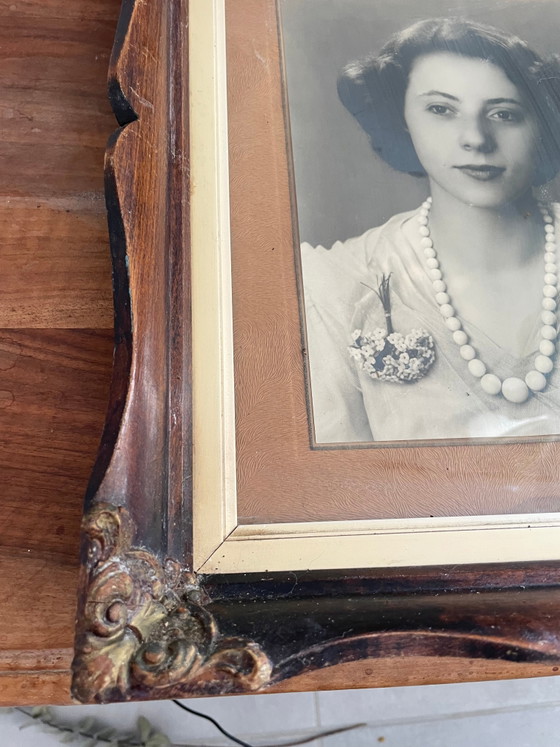 Ritratto nella sua cornice in legno vintage – Dipinti e disegni, Wood (photo 3 of 4)