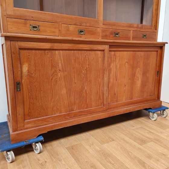 Image 1 of Vintage French country sideboard cabinet, wall cabinet kitchen cabinet Teakwood