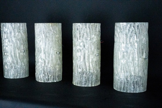 Image 1 of 60s Toni Zuccheri Venini Murano glazen wandlampen, horizontaal of verticaal. Set van 4