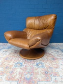 Vintage leren draaifauteuil, jaren 70