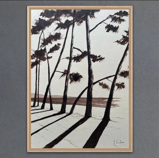 Ink on paper, 30x21cm, framed.