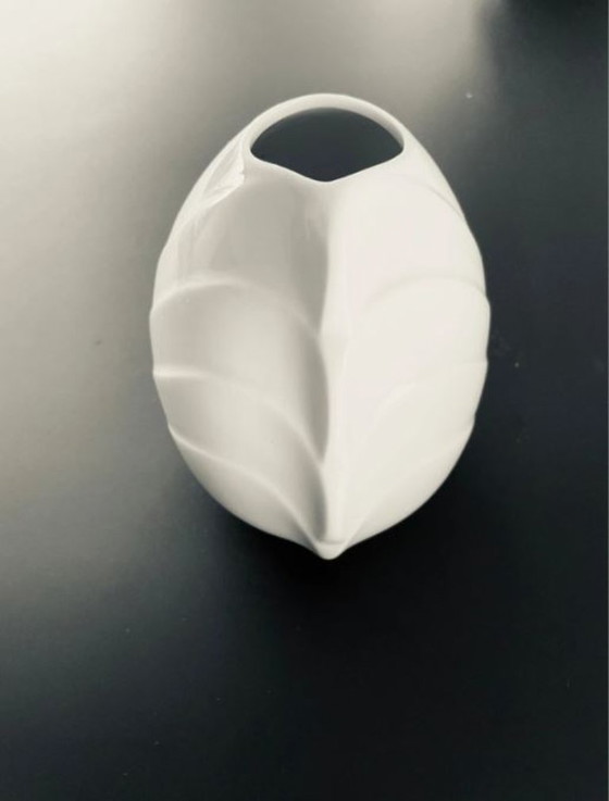 Image 1 of Vintage West German porcelain vase with wave relief