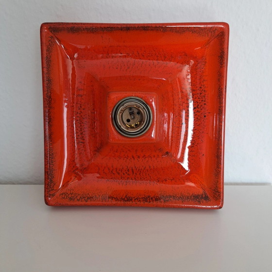 Hustadt Leuchten wall lamp, ceramic, red-orange, 1970s – Wall lights, Metal (photo 5 of 12)