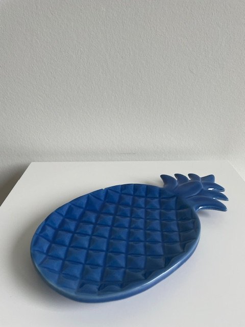 Image 1 of Serveerschaaltje Ananas Vorm Blauw Keramiek