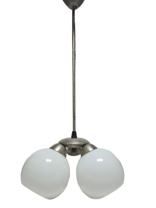 Kroonluchter in art-decostijl, Polen, jaren 70 – Glass, Metal