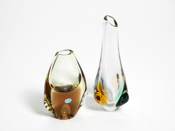 Image 1 of Two beautiful crystal glass vases from the 1960s by Miroslav Klinger for Bohemia Glass - Made in Czech
