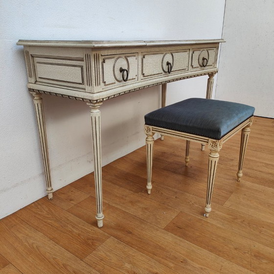 Image 1 of Vintage kaptafel sidetable make up tafel bureau met spiegel