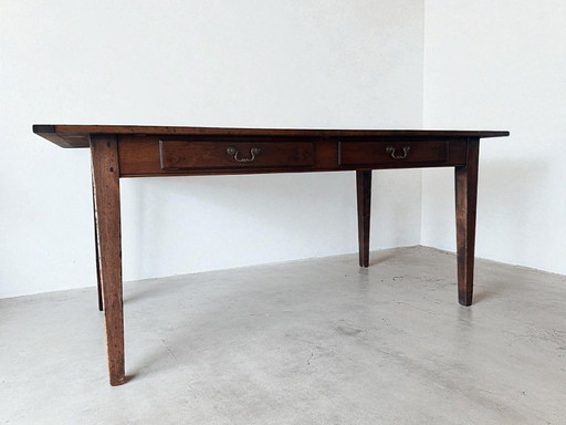 Table de salle à manger ancienne - bois massif d'acajou