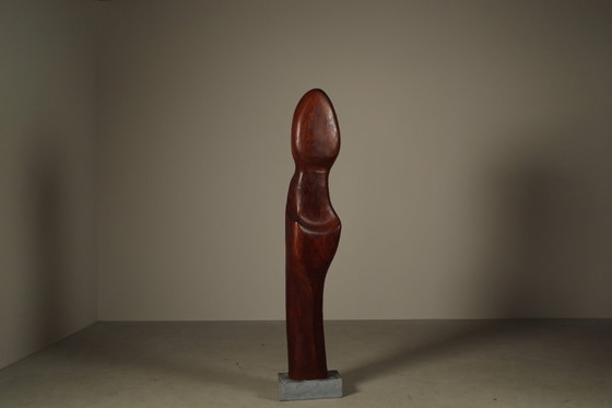 Image 1 of  Monumental Afzelia wood sculpture by Begga d'Haese, Belgium, c. 1985