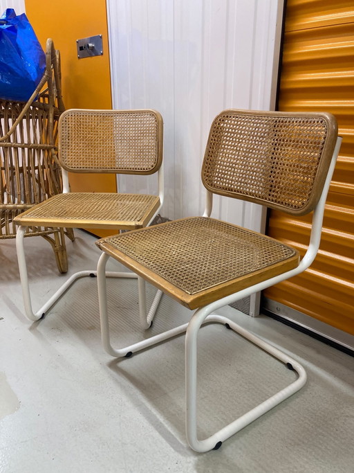 2 chaises vintage style 'Cesca' à structure tubulaire – Design italien (1986)