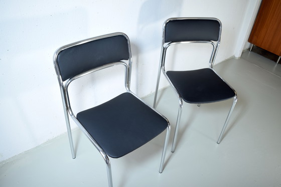 Image 1 of 1970s Chrome Chairs Bauhaus Design Chairs Kitchen Chairs Space Age