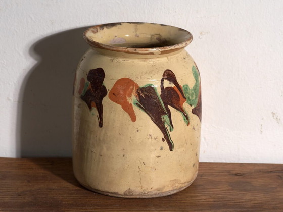 Antike volkstümliche glasierte Keramikvase – Mitteleuropa, ca. 1930 – Vasen, Rustic (photo 35 of 40)