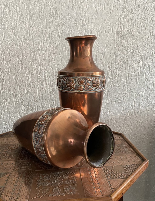 2x Copper Vases Amphore