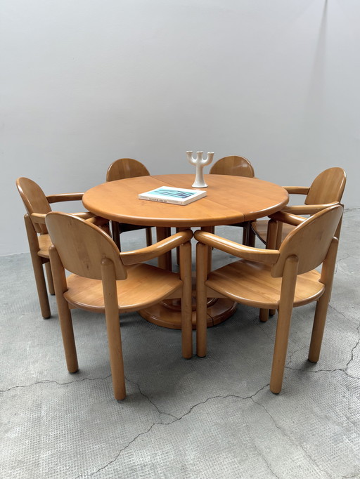 Rainer Daumiller dining table and 6 chairs solid alder wood