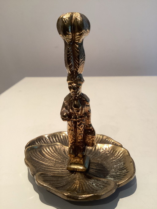 Rare bougeoir vintage en laiton Jenny Jones - Welsh Lady/Folklore.