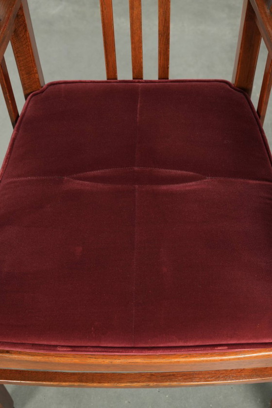 Image 1 of 2 chaises de salle à manger Schuitema de style Art Nouveau/Jugendstil avec revêtement en tissu rouge