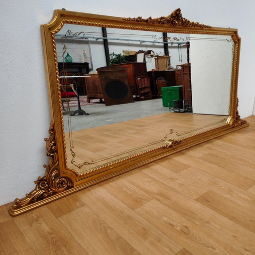 Zeer Grote Goudkleurige Vintage Barok Brocante Rococo Spiegel Schouwspiegel