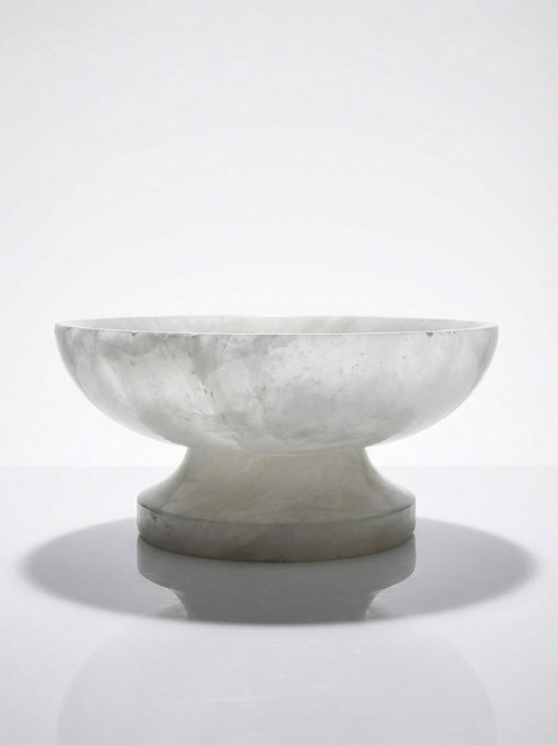 Vintage white alabaster bowl or trinket dish, Italy, 1960s-1970s